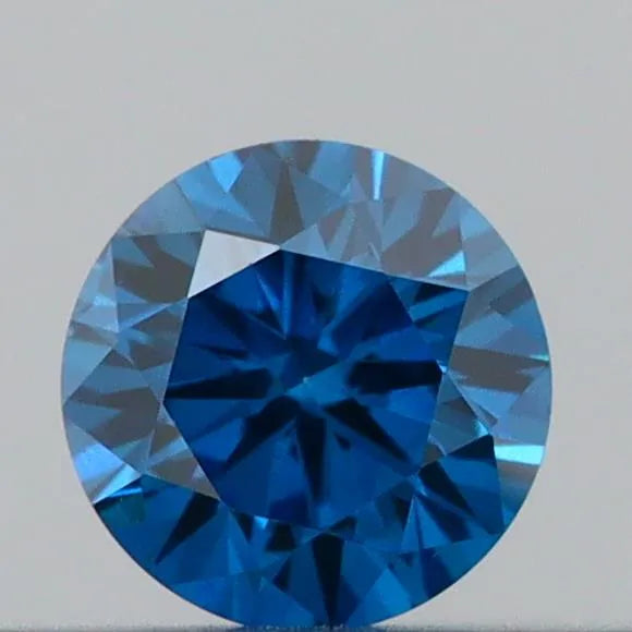 0.17ct round lab grown diamond (colour fancy vivid blue, clarity vs2, cut vg, igi certified)