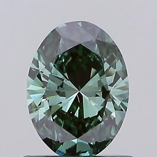 0.54ct oval lab grown diamond (colour fancy vivid green, clarity vs1, igi certified)
