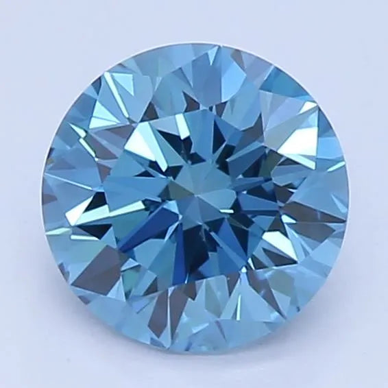 0.54ct round lab grown diamond (colour fancy vivid blue, clarity vvs2, cut vg, igi certified)
