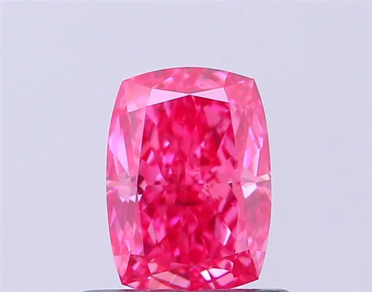0.60ct cushion modified lab grown diamond (colour fancy vivid pink, clarity vs2, igi certified)