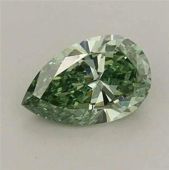 0.67ct pear lab grown diamond (colour fancy vivid green, clarity vvs2, igi certified)