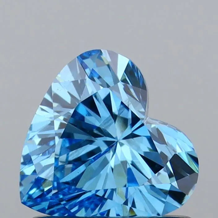 0.78ct heart lab grown diamond (colour fancy vivid blue, clarity vs2, igi certified)