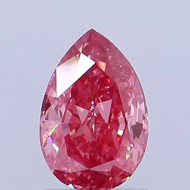 0.78ct pear lab grown diamond (colour fancy vivid pink, clarity vvs2, igi certified)
