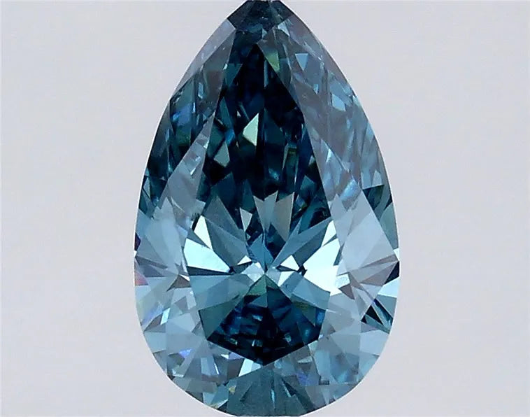 0.86ct pear lab grown diamond (colour fancy vivid blue, clarity vs2, igi certified)
