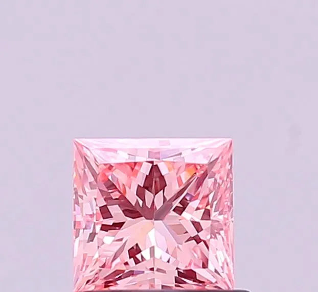 0.90ct princess lab grown diamond (colour fancy vivid pink, clarity vs1, cut gd, igi certified)