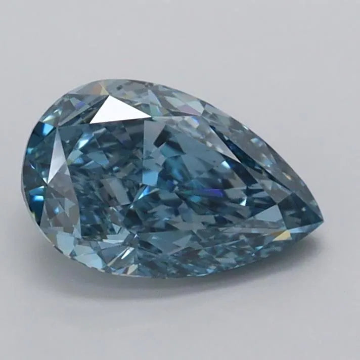 1.02ct pear lab grown diamond (colour fancy vivid blue, clarity vvs2, igi certified)