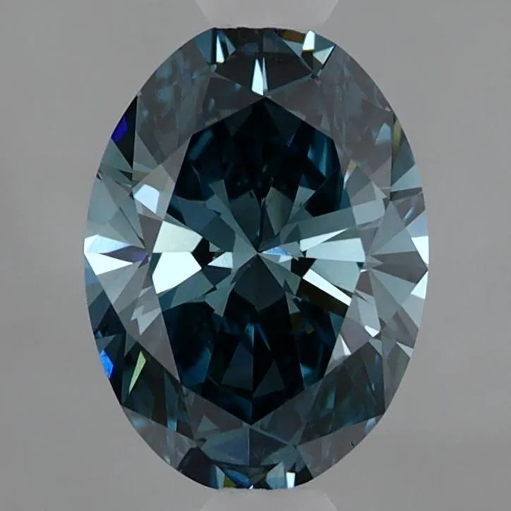 1.05ct oval lab grown diamond (colour fancy vivid blue, clarity vs2, igi certified)