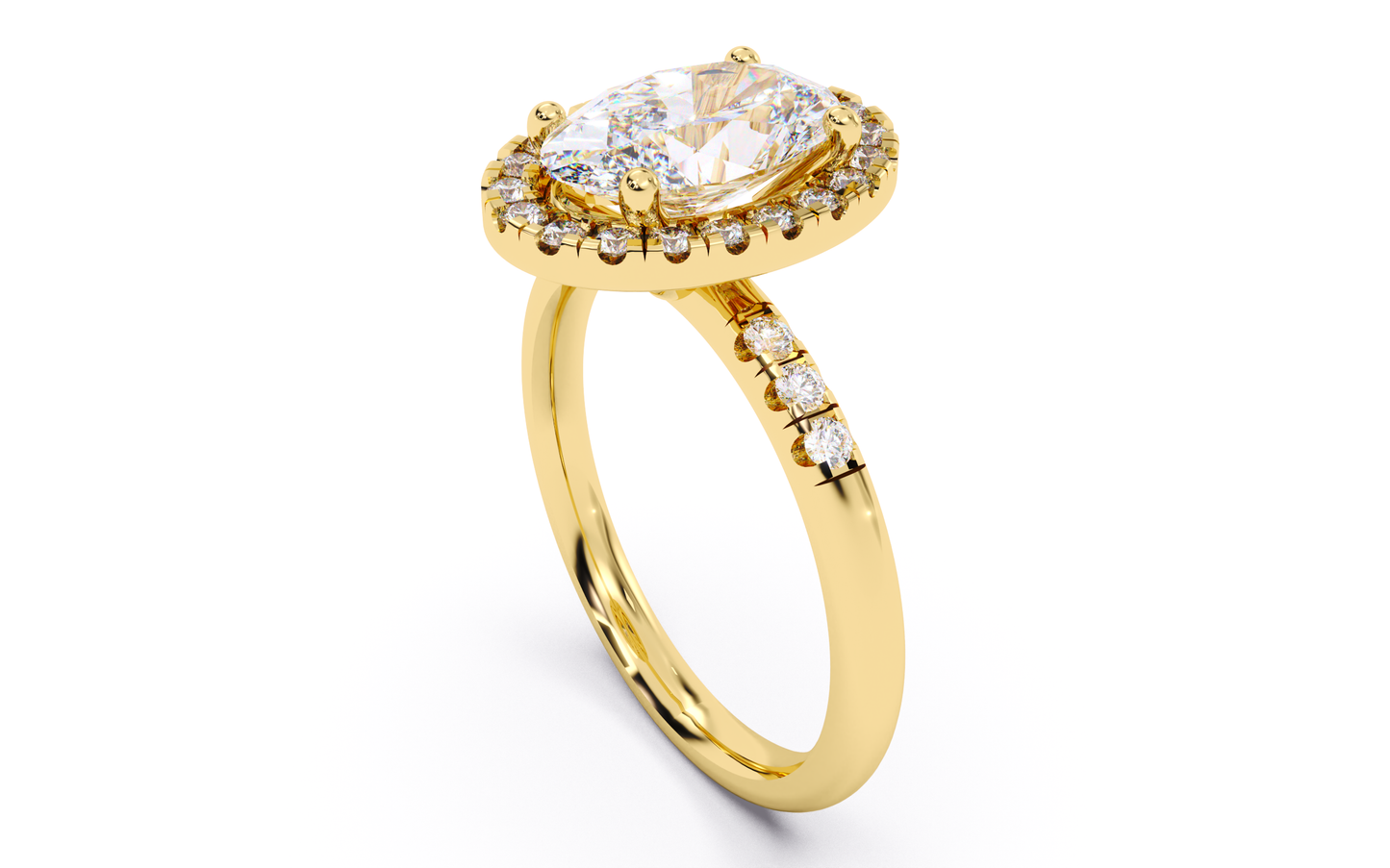 luxe aimé sovereign halo engagement ring, side view