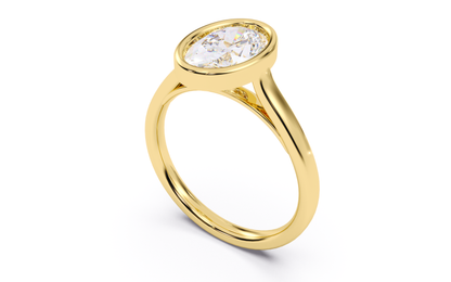 Luxe Aimé Bezel Engagement Ring, Side View