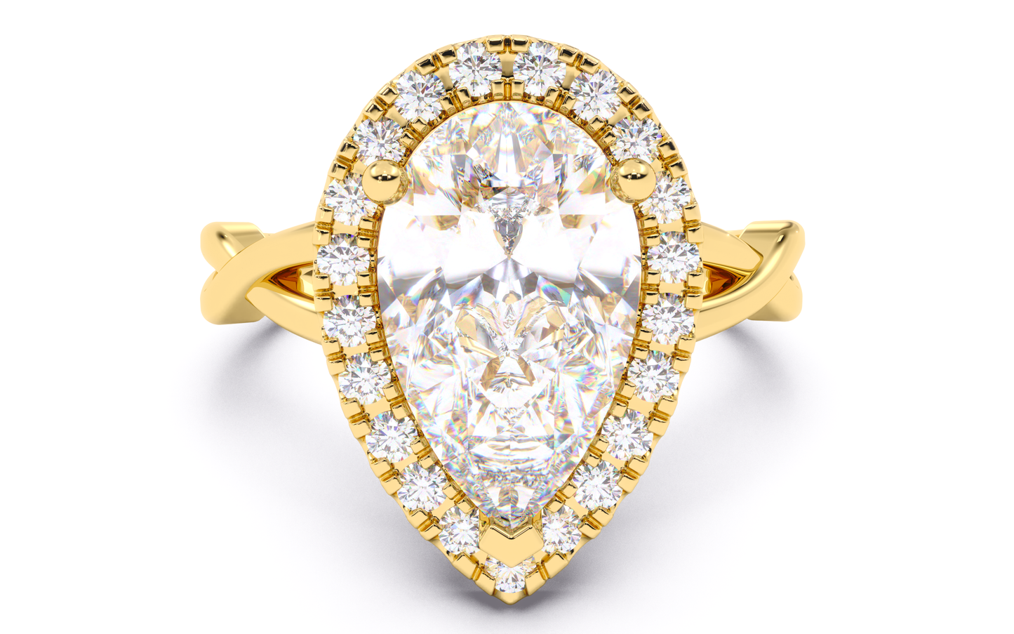 luxe aimé regent halo engagement ring, front view