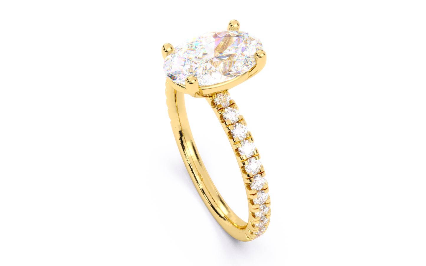 luxe aimé lustre pavé engagement ring, side view