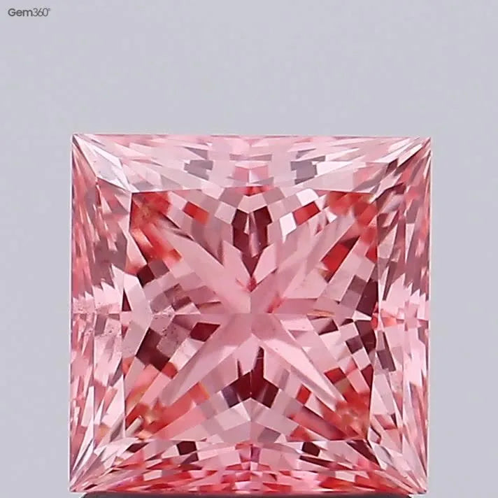 1.58ct Princess Lab Grown Diamond (Colour Fancy Vivid Pink, Clarity VS2, IGI Certified)