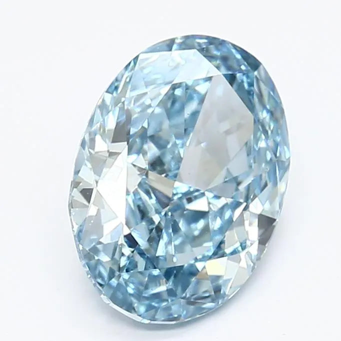 1.74ct oval lab grown diamond (colour fancy vivid blue, clarity vs1, igi certified)