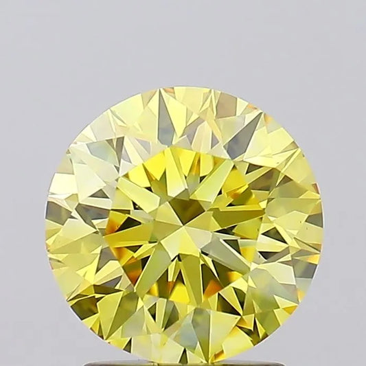 2.07ct Round Lab Grown Diamond (Colour Fancy Vivid Yellow, Clarity VS1, Cut ID, IGI Certified)
