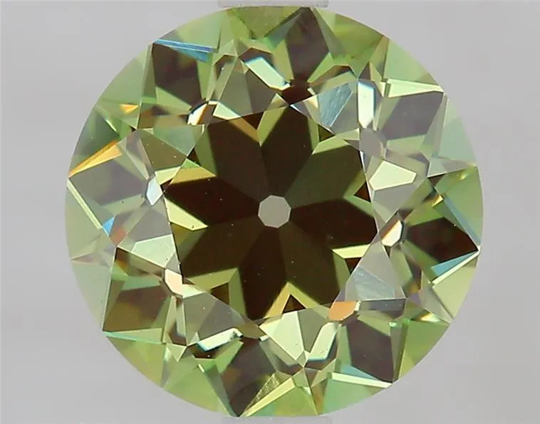 2.10ct european cut lab grown diamond (colour fancy vivid green, clarity vvs2, igi certified)