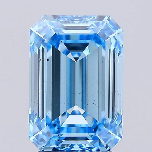 3.03ct Emerald Lab Grown Diamond (Colour Fancy Vivid Blue, Clarity VS2, IGI Certified)