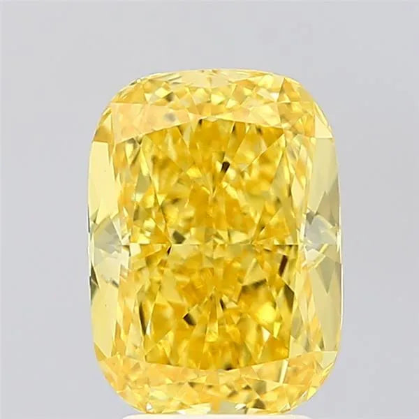 3.07ct cushion modified lab grown diamond (colour fancy vivid yellow, clarity vvs2, igi certified)