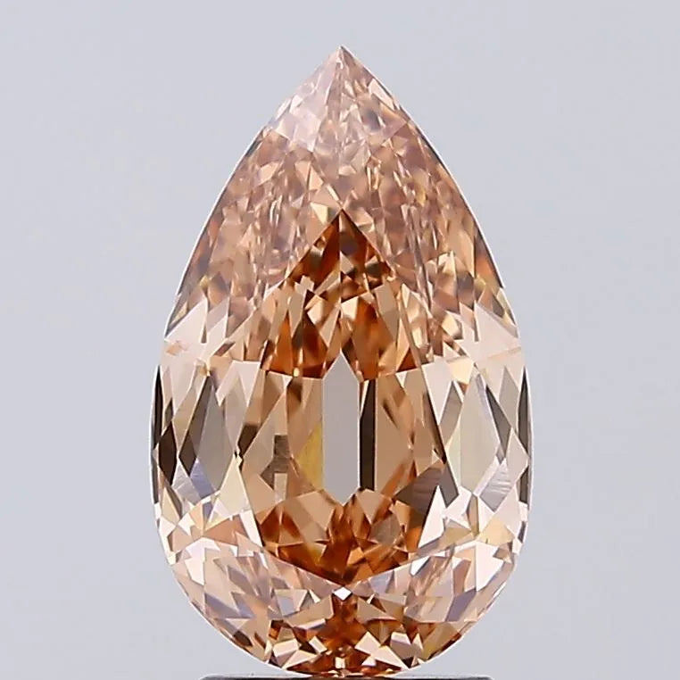 3.57ct pear lab grown diamond (colour fancy light pinkish brown, clarity vvs2, igi certified)