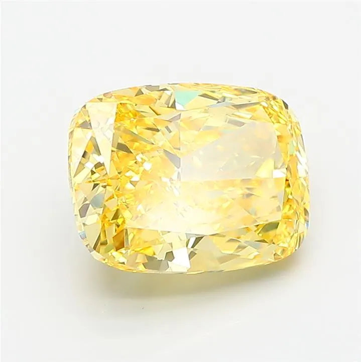 4.00ct cushion modified lab grown diamond (colour fancy vivid yellow, clarity vvs2, igi certified)