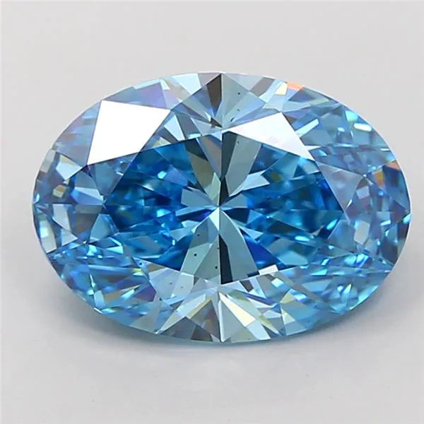 4.06ct oval lab grown diamond (colour fancy vivid blue, clarity vs2, igi certified)