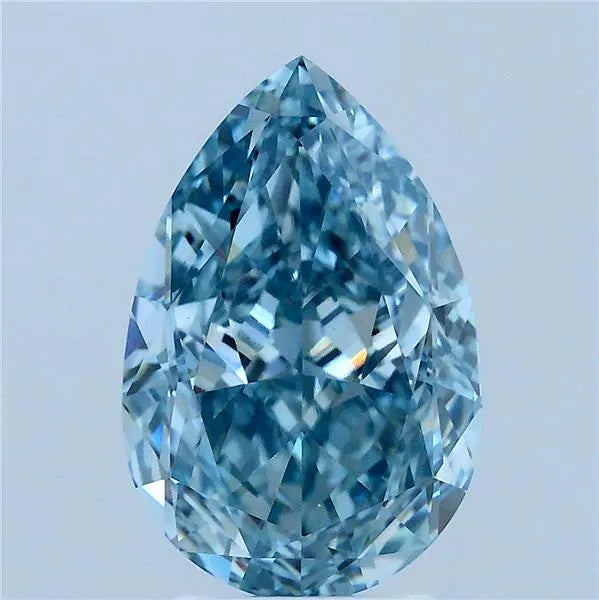 4.07ct pear lab grown diamond (colour fancy vivid blue, clarity vs1, igi certified)
