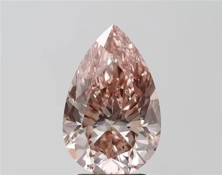 5.00ct pear lab grown diamond (colour fancy intense brownish pink, clarity vvs2, igi certified)
