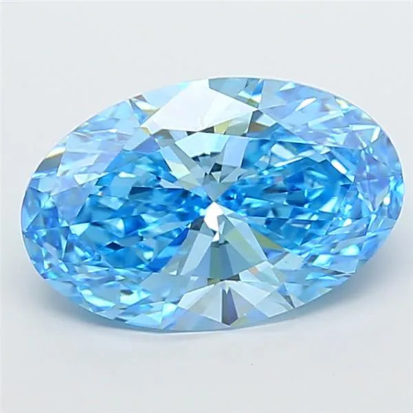 5.01ct Oval Lab Grown Diamond (Colour Fancy Vivid Blue, Clarity VVS2, IGI Certified)