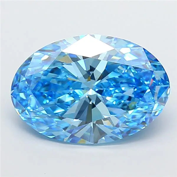 5.05ct oval lab grown diamond (colour fancy vivid blue, clarity vvs2, igi certified)