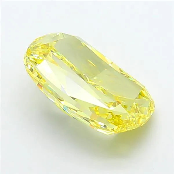 5.07ct cushion modified lab grown diamond (colour fancy vivid yellow, clarity vvs2, igi certified)