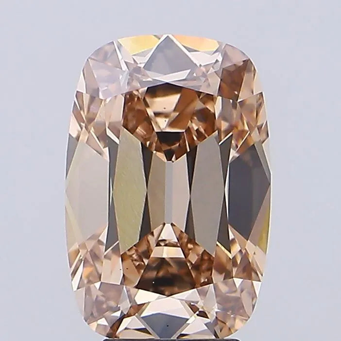 5.11ct cushion brilliant lab grown diamond (colour fancy light pinkish brown, clarity vs1, igi certified)