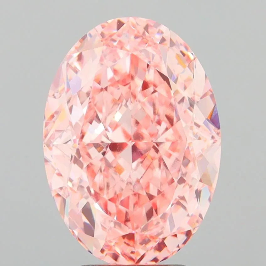 6.01ct oval lab grown diamond (colour fancy vivid pink, clarity vvs2, igi certified)