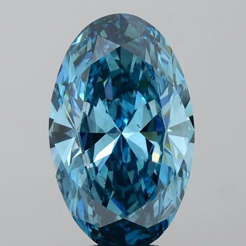 7.09ct oval lab grown diamond (colour fancy vivid blue, clarity vs2, igi certified)