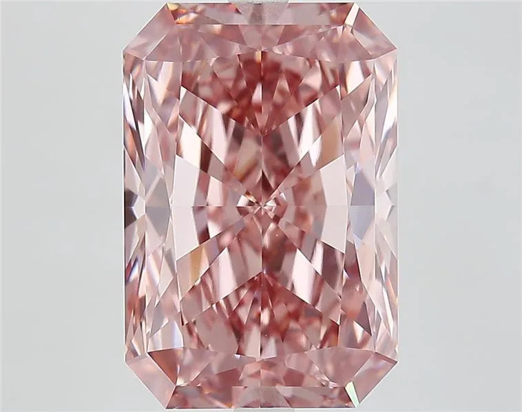 8.02ct radiant lab grown diamond (colour fancy vivid brownish pink, clarity vvs2, igi certified)