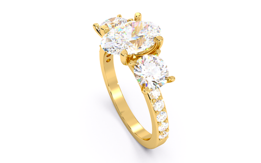 Luxe Aimé Arrondi Éclat Trio Engagement Ring, Side View