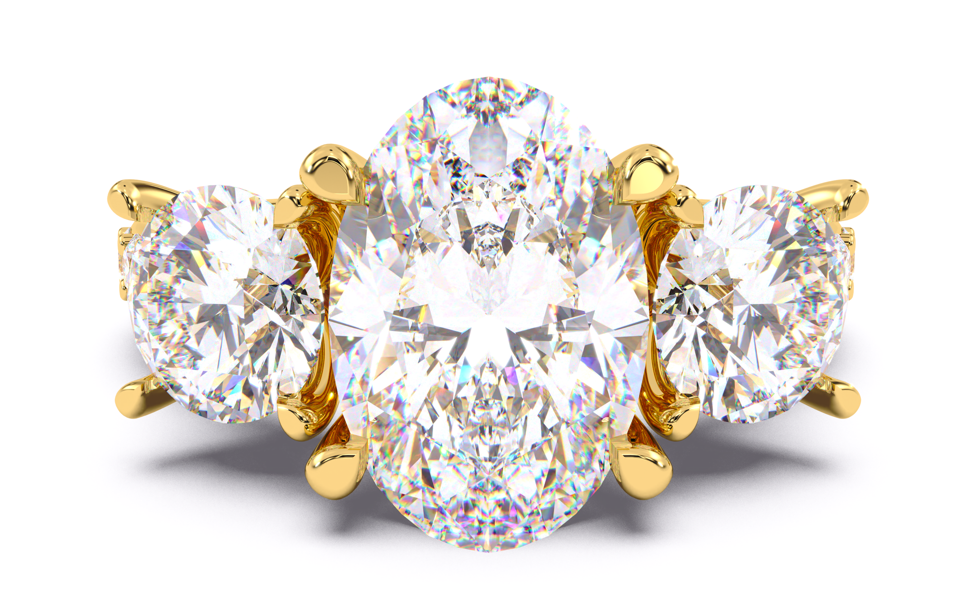 Luxe Aimé Arrondi Éclat Trio Engagement Ring, Front View
