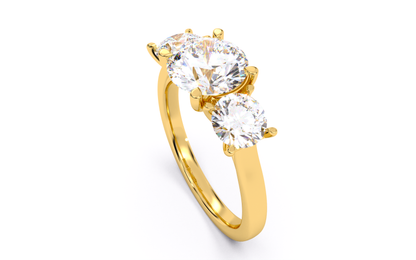 Luxe Aimé Arrondi Trio Engagement Ring, Side View