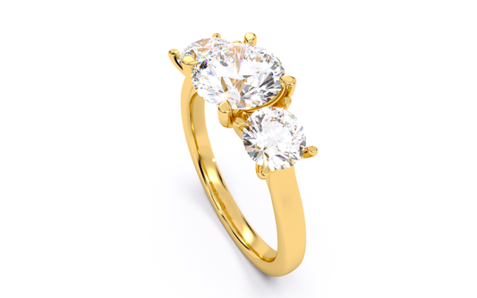 Luxe Aimé Arrondi Trio Engagement Ring, Side View