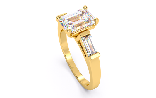 Luxe Aimé Émeraude Trio Engagement Ring, Side View
