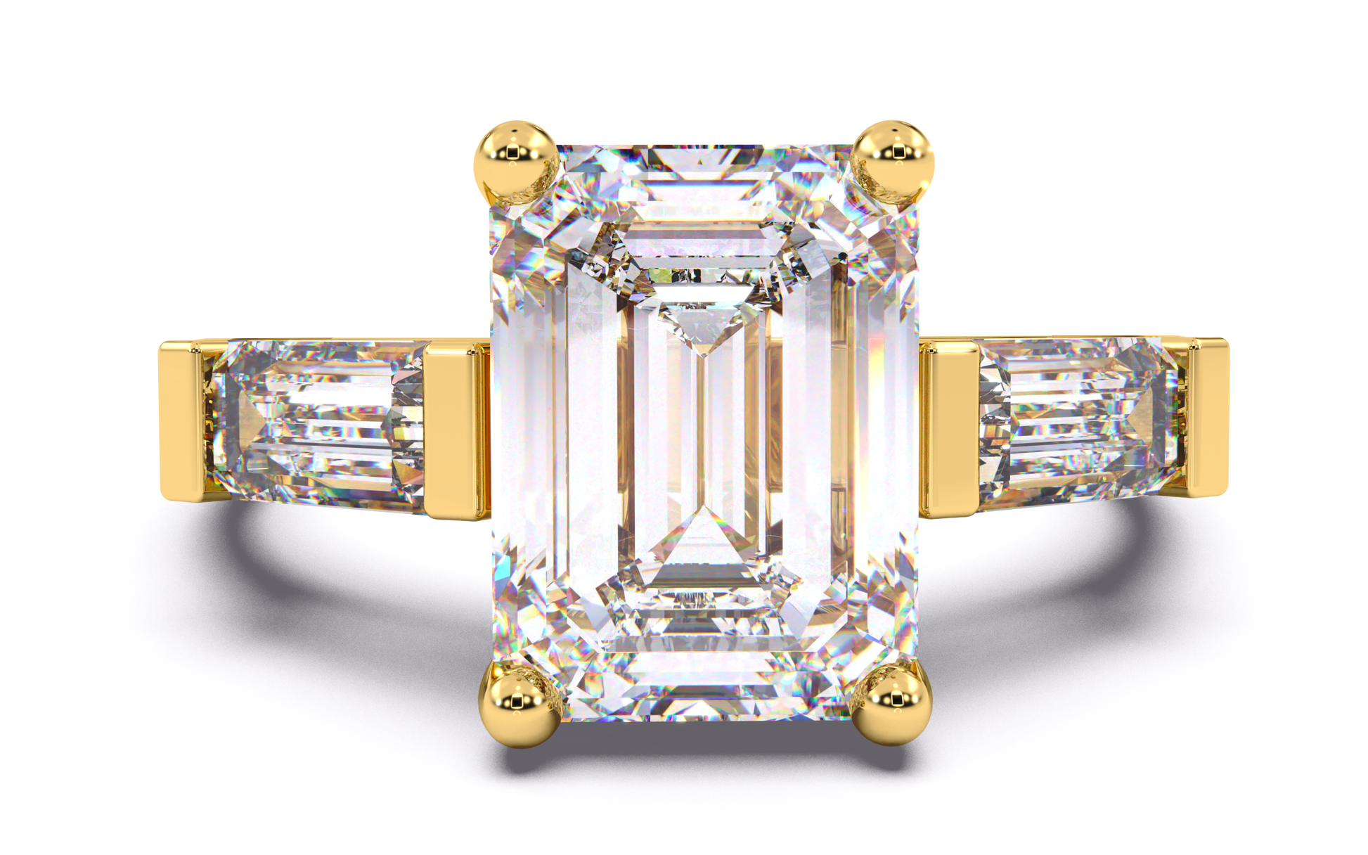 Luxe Aimé Émeraude Trio Engagement Ring, Front View